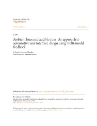 An Approach to Automotive User Interface Design Using Multi-Modal Feedback Joshua Ime Asukwo Ekandem Clemson University, Ekandji@Gmail.Com