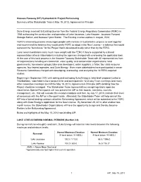 Keowee-Toxaway (KT) Hydroelectric Project Relicensing Summary of the Stakeholder Team’S May 15, 2013, Agreement-In-Principle