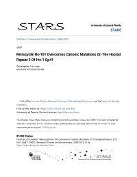 Retrocyclin Rc-101 Overcomes Cationic Mutations on the Heptad Repeat 2 of Hiv-1 Gp41