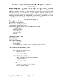 Structural Analysis/Optimization for Mass Properties Engineers