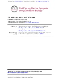The RNA Code and Protein Synthesis