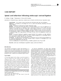 CASE REPORT Spinal Cord Infarction Following Endoscopic Variceal Ligation