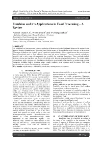 Emulsion and It's Applications in Food Processing