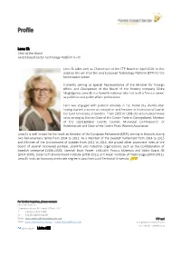 Lena Ek Chair of the Board Forest-Based Sector Technology Platform (FTP)