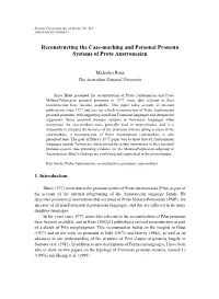 Reconstructing the Case-Marking and Personal Pronoun Systems of Proto Austronesian