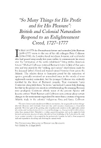 British and Colonial Naturalists Respond to an Enlightenment Creed, 1727–1777