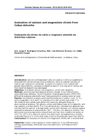 Evaluation of Calcium and Magnesium Citrate from Cuban Dolomite