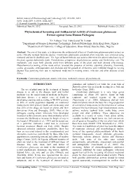 Phytochemical Screening and Antibacterial Activity of Combretum Glutinosum Extract Against Some Human Pathogens