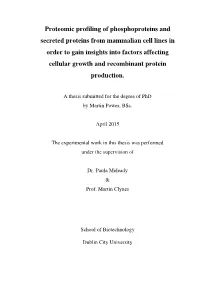 Proteomic Profiling of Phosphoproteins and Secreted