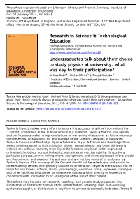 Research in Science & Technological Education