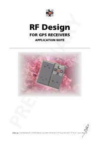 RF Design for GPS RECEIVERS APPLICATION NOTE