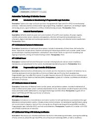 See a List of All Automation Technology & Robotics Courses