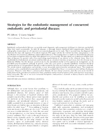 Strategies for the Endodontic Management of Concurrent Endodontic and Periodontal Diseases