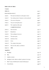 1 FIDE LAWS of CHESS Contents: PREFACE Page 3 BASIC RULES