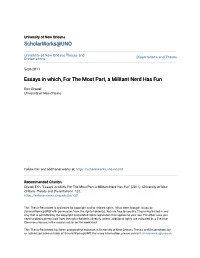 Essays in Which, for the Most Part, a Militant Nerd Has Fun
