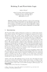 Relating Z and First-Order Logic