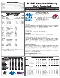 2016-17 Hampton University Men's Basketball