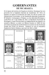 GOBERNANTES DE NICARAGUA En La Época Del Dominio De España En América, Nicaragua Fue Una Provincia De La Capitanía General De Guatemala