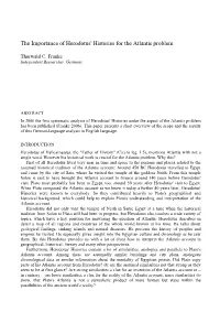 Herodotus' Histories for the Atlantis Problem