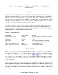 Measurements of Propagation Delays Between WWV/WWVH and Anchorage, Alaska Whitham D