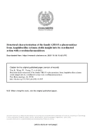 Structural Characterization of the Family GH115 ±-Glucuronidase from Amphibacillus Xylanus Yields Insight Into Its Coordinated