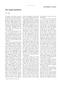 The Atomic Hypothesis