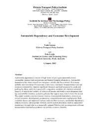 Automobile Dependency and Economic Development