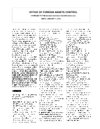 OFFICE of FOREIGN ASSETS CONTROL CHANGES to the Sectoral Sanctions Identifications List