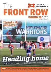 ROUND 20 2020 VOLUME 1 · ISSUE 18 Thanks & Goodbye Departing & Retiring Players Tribute