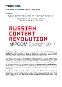 Russian Content Revolution Set to Shake up Mipcom 2017