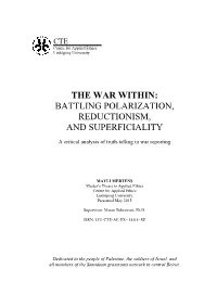 The War Within: Battling Polarization, Reductionism, and Superficiality