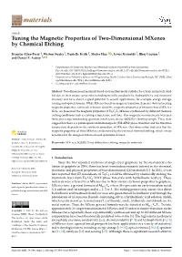 Tuning the Magnetic Properties of Two-Dimensional Mxenes by Chemical Etching