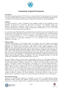 Guidance Notes on Community Acquired Pneumonia