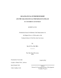 Organizational Entrepreneurship and the Organizational Performance, Bi-Variate Correlations (Tables 4.7 and 4.10) and Multiple Regression Analyses Were Explored