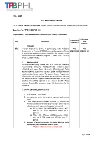 Page 1 of 6 9 May 2017 REQUEST for QUOTATION the TOURISM