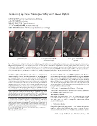 Rendering Specular Microgeometry with Wave Optics