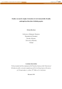 Studies on Metal Complex Formation of Environmentally Friendly Aminopolycarboxylate Chelating Agents