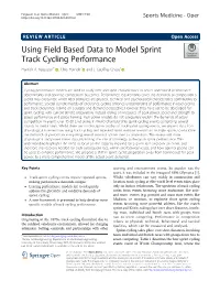 Using Field Based Data to Model Sprint Track Cycling Performance Hamish A