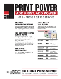 ADD PRINT, ADD POWER Ops – PRESS RELEASE SERVICE