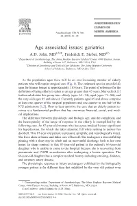 Age Associated Issues: Geriatrics A.D