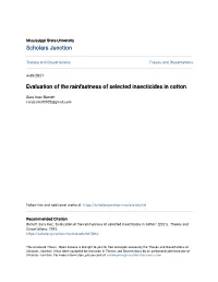 Evaluation of the Rainfastness of Selected Insecticides in Cotton