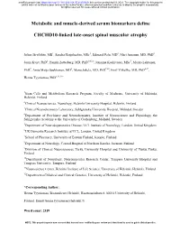Metabolic and Muscle-Derived Serum Biomarkers Define CHCHD10-Linked Late-Onset Spinal Muscular Atrophy
