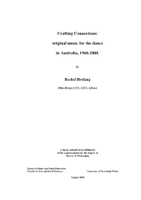 Original Music for the Dance in Australia, 1960-2000. Compiled by Rachel Hocking for This Thesis and Found in Appendix A