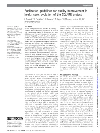 Publication Guidelines for Quality Improvement in Health Care