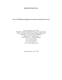 RESEARCH PROTOCOL Role of CYP2B6 Polymorphisms In