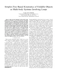 Simplex-Tree Based Kinematics of Foldable Objects As Multi-Body Systems Involving Loops