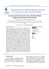 Commercial Cloud Services for a Robust Mobile Application Backend Data Storage Folasade M