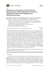 Integration of Terrestrial and Drone-Borne Hyperspectral and Photogrammetric Sensing Methods for Exploration Mapping and Mining Monitoring