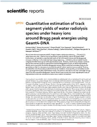 Quantitative Estimation of Track Segment Yields of Water Radiolysis