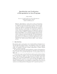 Specification and Verification of Encapsulation in Java Programs